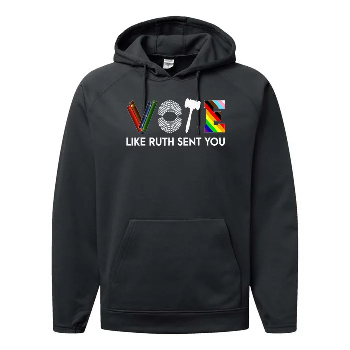 Vote Like Ruth Sent You Uterus Feminist Lgbt Performance Fleece Hoodie