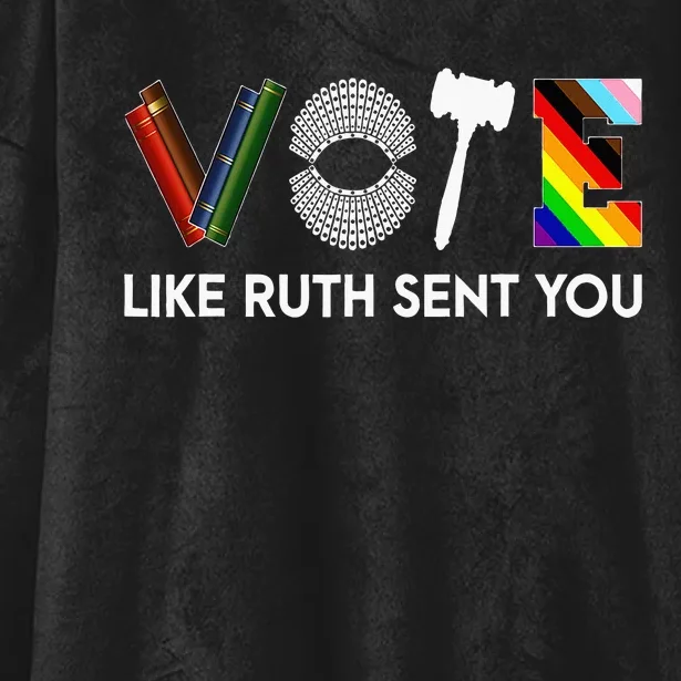 Vote Like Ruth Sent You Uterus Feminist Lgbt Hooded Wearable Blanket