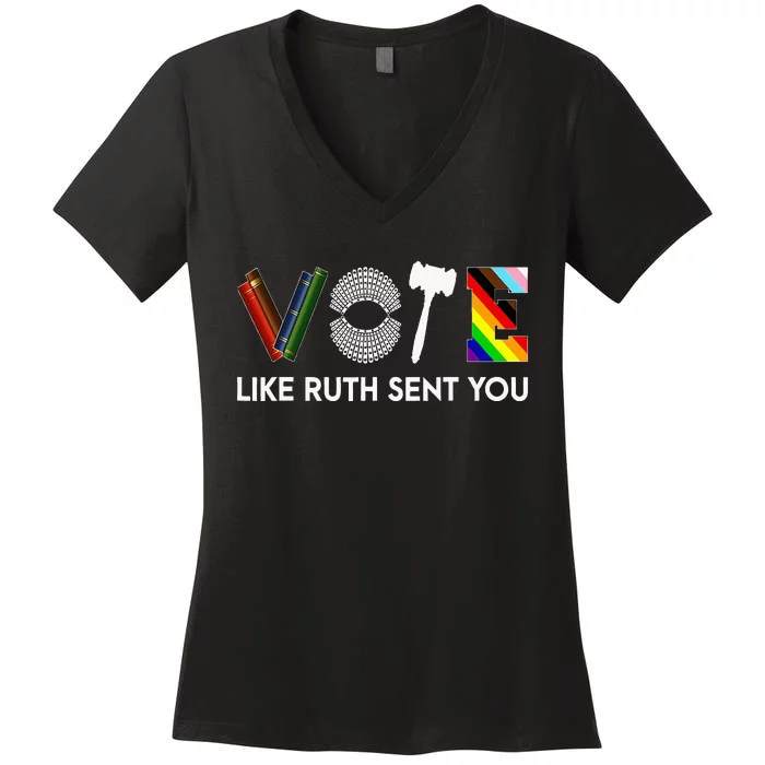 Vote Like Ruth Sent You Uterus Feminist Lgbt Women's V-Neck T-Shirt