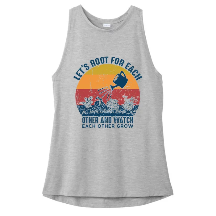 Vintage Lets Root For Each Other And Watch Each Other Grow Ladies Tri-Blend Wicking Tank