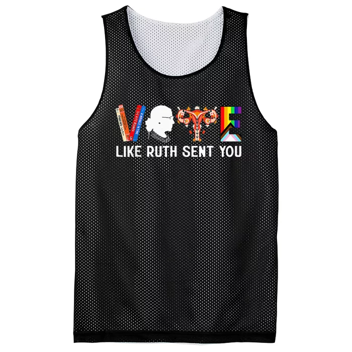 Vote Like Ruth Sent You Uterus Feminist Lgbt Mesh Reversible Basketball Jersey Tank