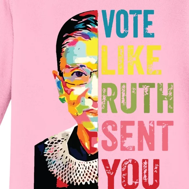 Vote Like Ruth Sent You Feminist Gift Women Baby Long Sleeve Bodysuit