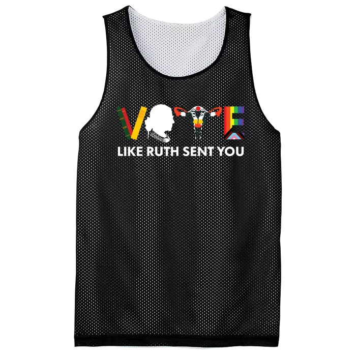 Vote Like Ruth Sent You Uterus Feminist Lgbt Mesh Reversible Basketball Jersey Tank