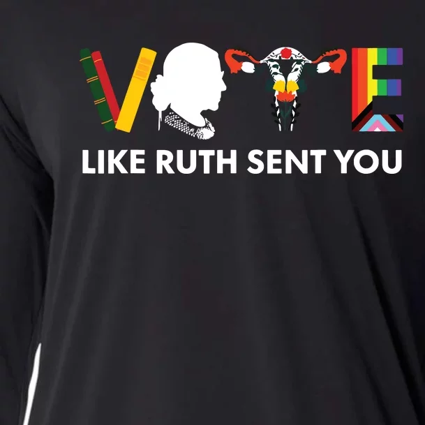 Vote Like Ruth Sent You Uterus Feminist Lgbt Cooling Performance Long Sleeve Crew