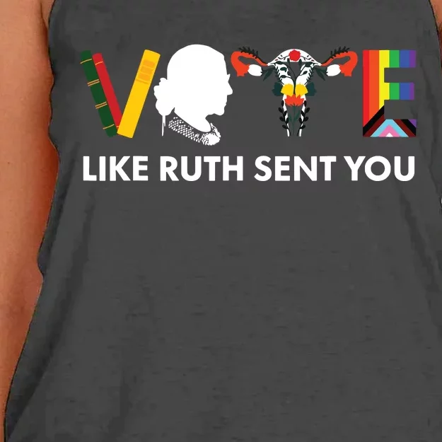 Vote Like Ruth Sent You Uterus Feminist Lgbt Women's Knotted Racerback Tank