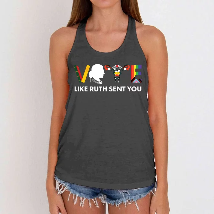 Vote Like Ruth Sent You Uterus Feminist Lgbt Women's Knotted Racerback Tank