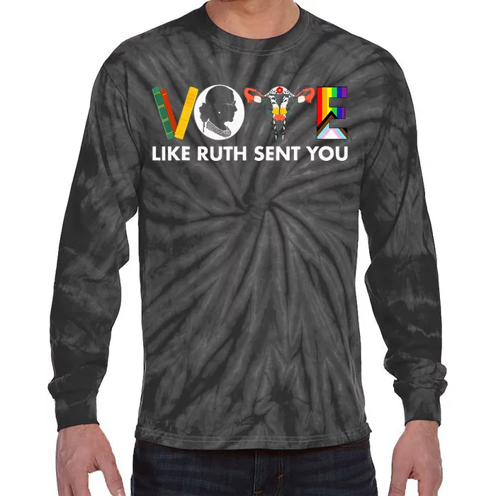 Vote Like Ruth Sent You Funny Uterus Feminist Lgbt Tie-Dye Long Sleeve Shirt