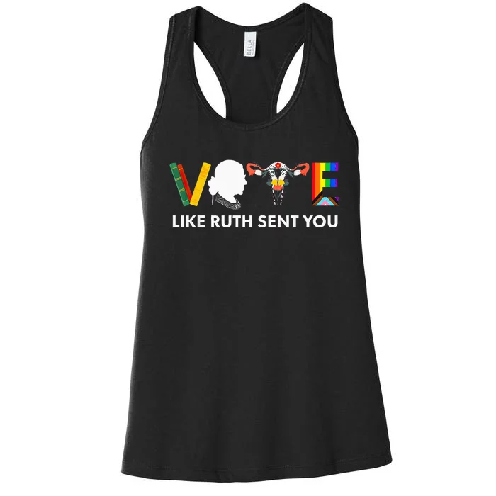 Vote Like Ruth Sent You Uterus Feminist Lgbt Women's Racerback Tank