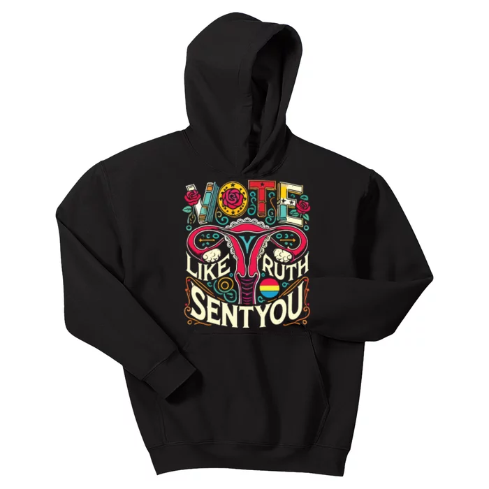 Vote Like Ruth Sent You Rbg Feminist Voting Inspirational Kids Hoodie