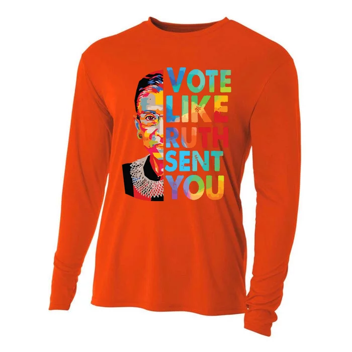 Vote Like Ruth Sent You Feminist Voting Inspirational Cooling Performance Long Sleeve Crew