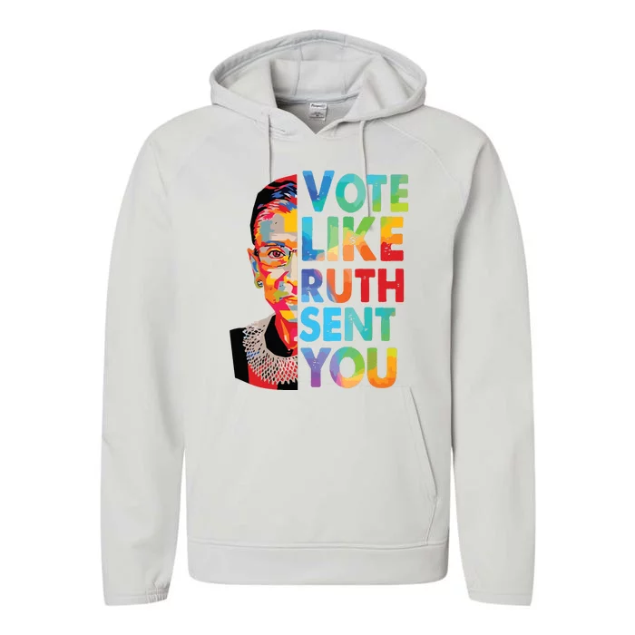 Vote Like Ruth Sent You Feminist Voting Inspirational Performance Fleece Hoodie