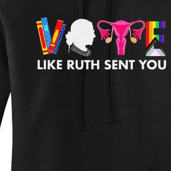 Vote Like Ruth Sent You Feminist Uterus Design Women's Pullover Hoodie