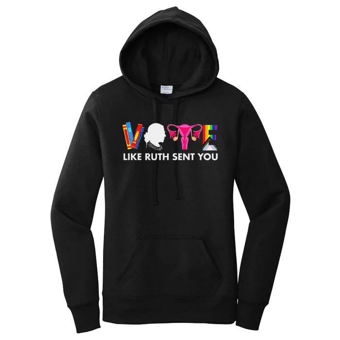 Vote Like Ruth Sent You Feminist Uterus Design Women's Pullover Hoodie