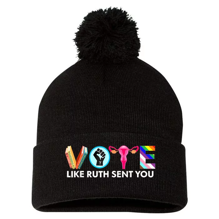 Vote Like Ruth Sent You Funny Uterus Feminist Lgbt Pom Pom 12in Knit Beanie