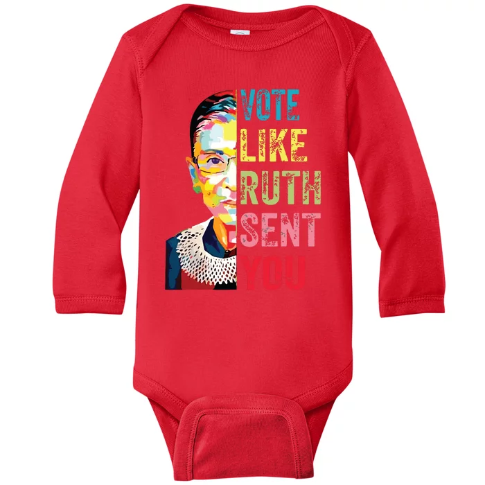 Vote Like Ruth Sent You Baby Long Sleeve Bodysuit