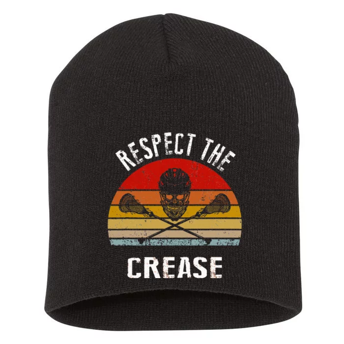 Vintage Lacrosse Retro Respect The Crease Short Acrylic Beanie