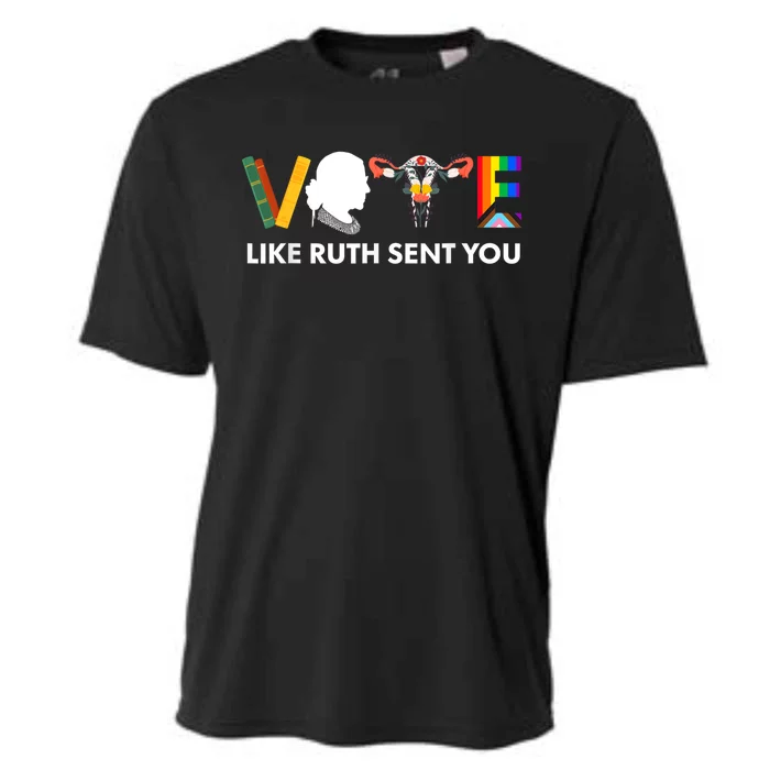 Vote Like Ruth Sent You Uterus Feminist Lgbt Cooling Performance Crew T-Shirt