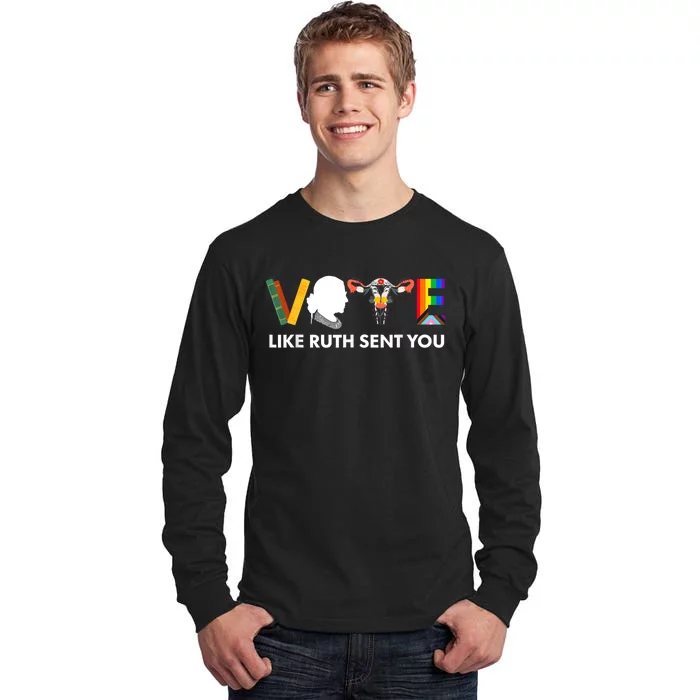 Vote Like Ruth Sent You Uterus Feminist Lgbt Tall Long Sleeve T-Shirt