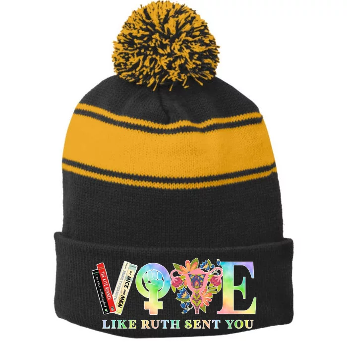 Vote Like Ruth Sent You Feminist Rbg Ruth Bader Ginsburg Stripe Pom Pom Beanie