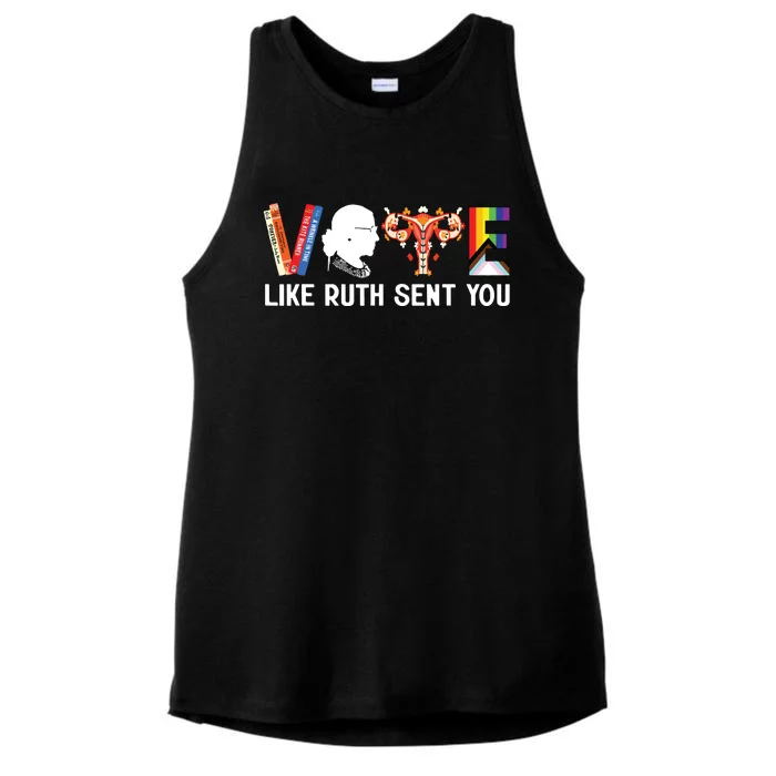 Vote Like Ruth Sent You Uterus Feminist Lgbt Funny Ladies Tri-Blend Wicking Tank