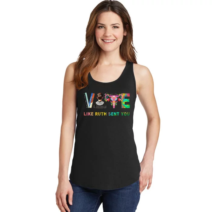 Vote Like Ruth Sent You Rbg Feminist Voting Inspirational Gift Ladies Essential Tank