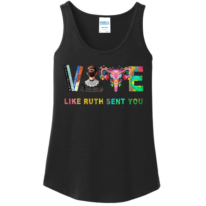 Vote Like Ruth Sent You Rbg Feminist Voting Inspirational Gift Ladies Essential Tank