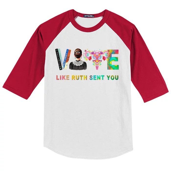 Vote Like Ruth Sent You Rbg Feminist Voting Inspirational Gift Kids Colorblock Raglan Jersey