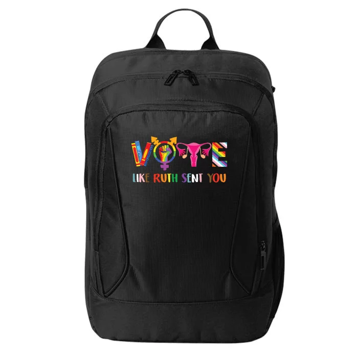 Vote Like Ruth Sent You Uterus Feminist Lgbt Retro City Backpack