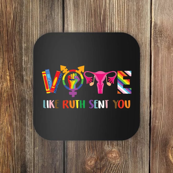 Vote Like Ruth Sent You Uterus Feminist Lgbt Retro Coaster