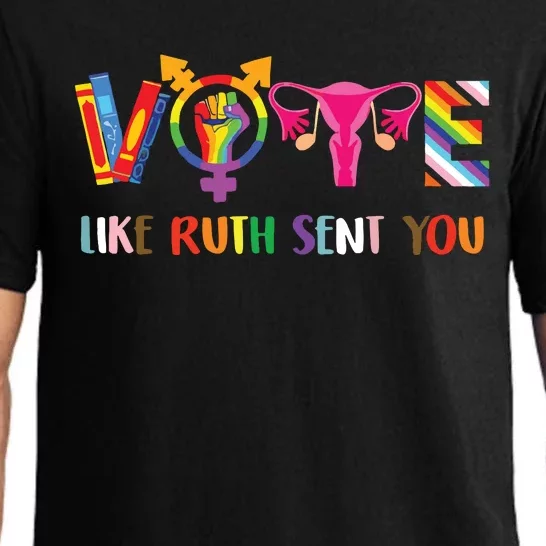 Vote Like Ruth Sent You Uterus Feminist Lgbt Retro Pajama Set