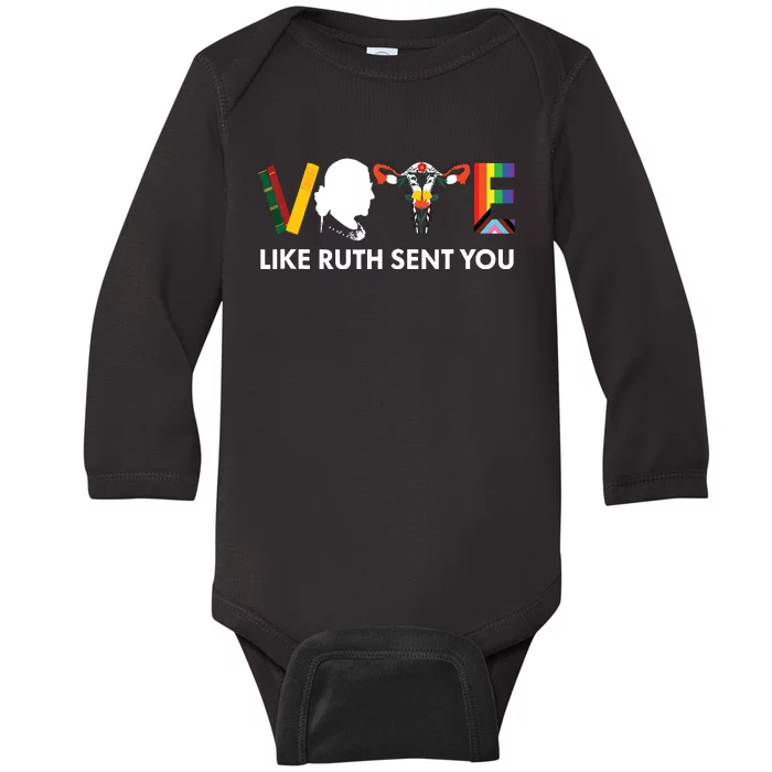 Vote Like Ruth Sent You Uterus Feminist Lgbt Tank Top Baby Long Sleeve Bodysuit