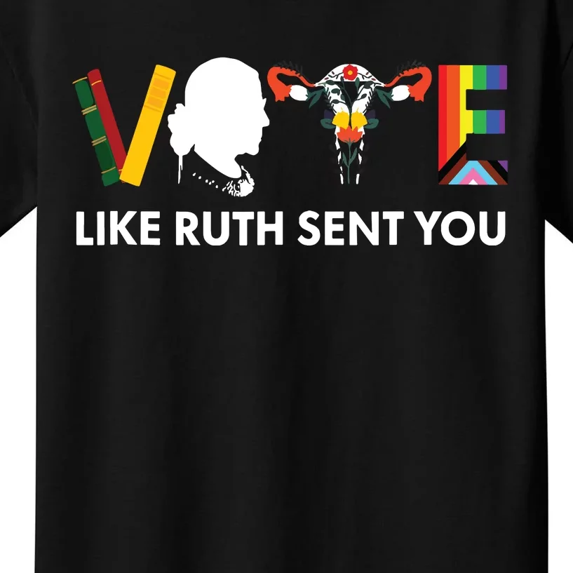 Vote Like Ruth Sent You Uterus Feminist Lgbt Tank Top Kids T-Shirt