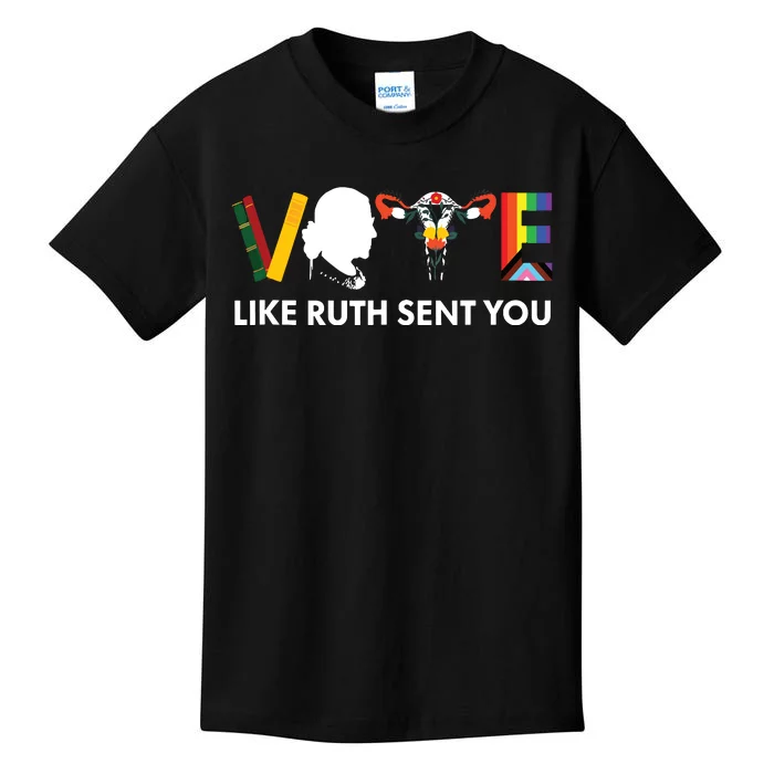 Vote Like Ruth Sent You Uterus Feminist Lgbt Tank Top Kids T-Shirt