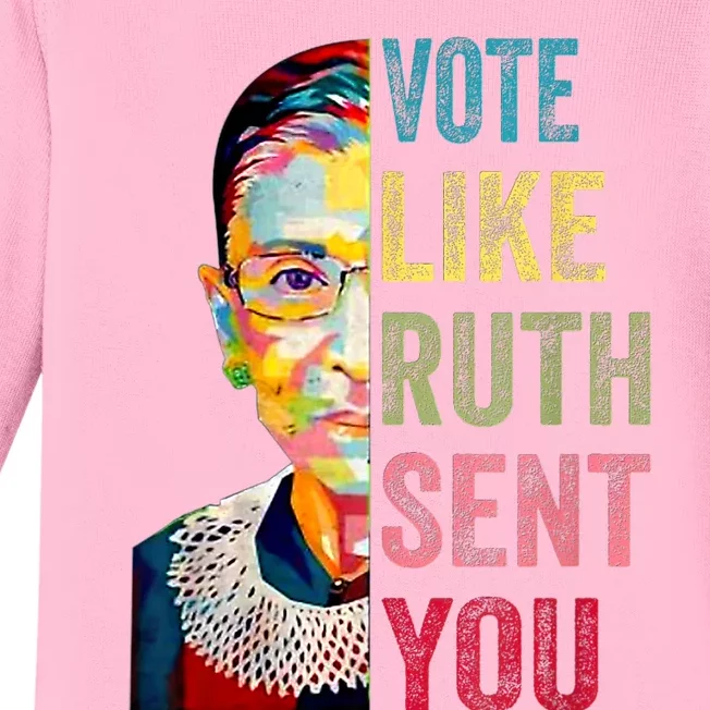 Vote Like Ruth Sent You Feminist Gift Baby Long Sleeve Bodysuit