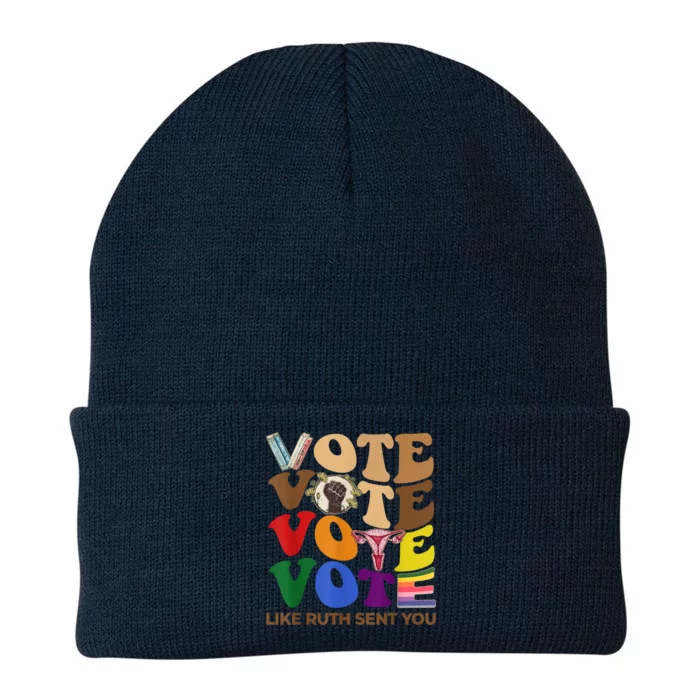 Vote Like Sent Ruthh You Groovy Uterus Feminist Pride Knit Cap Winter Beanie