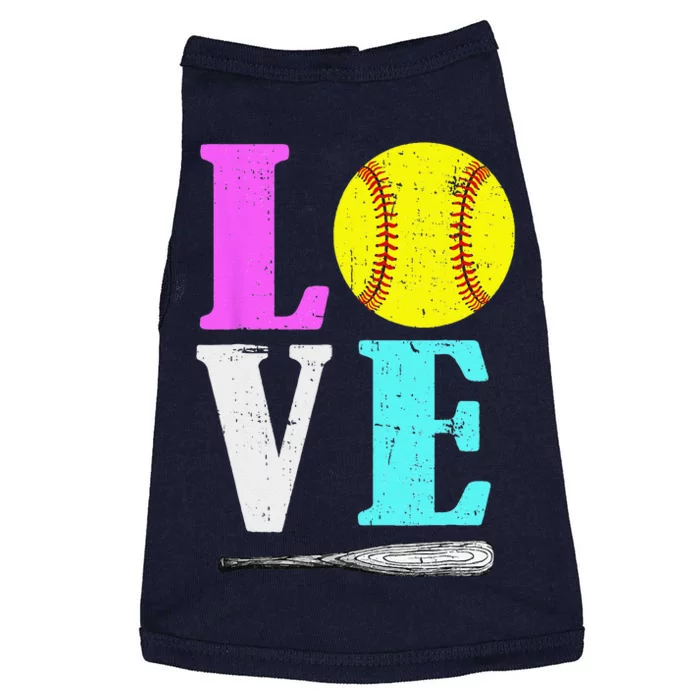 Vintage Love Softball Best Fun Birthday Baseball Player Team Doggie Tank