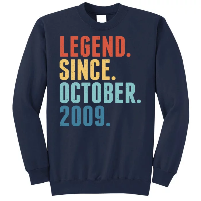 Vintage Legend Since October 2009 Birthday Tall Sweatshirt