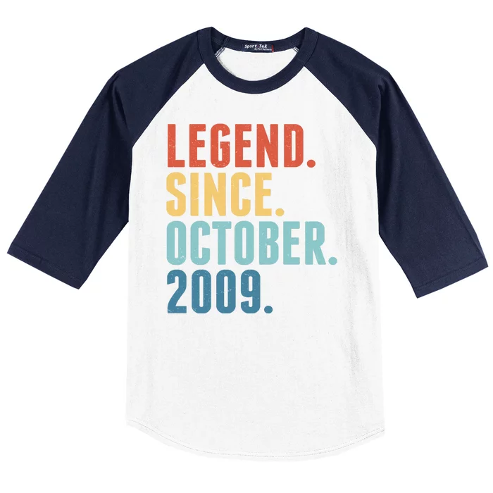 Vintage Legend Since October 2009 Birthday Baseball Sleeve Shirt