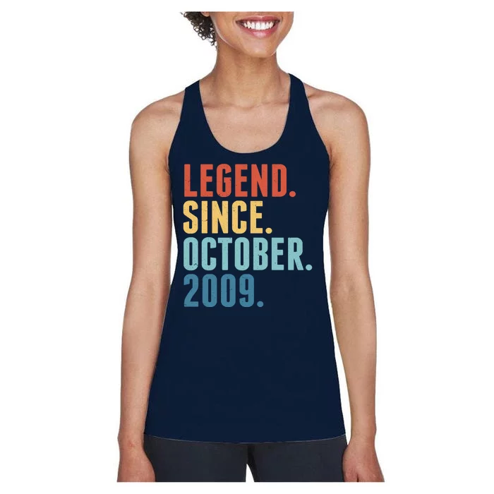 Vintage Legend Since October 2009 Birthday Women's Racerback Tank