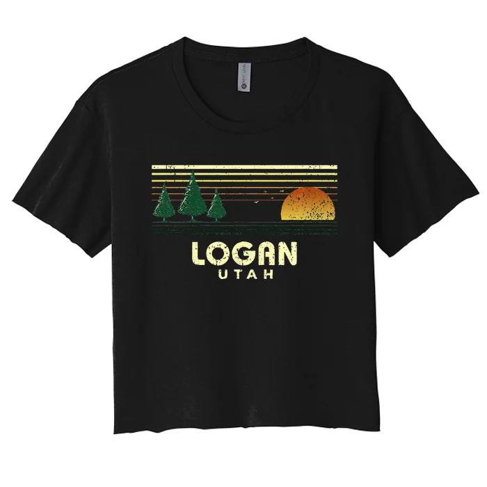 Vintage Logan Sunset Utah Souvenir Women's Crop Top Tee