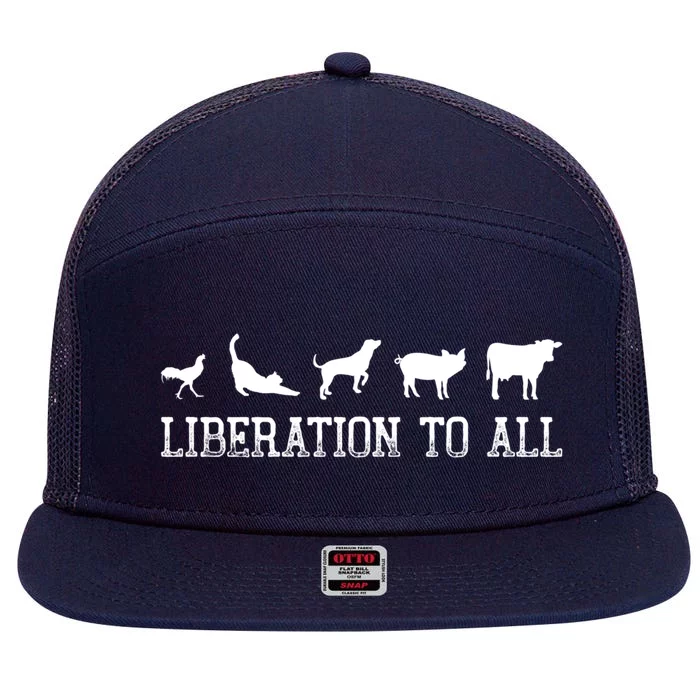 Vegan Liberation To All Animals Gift 7 Panel Mesh Trucker Snapback Hat