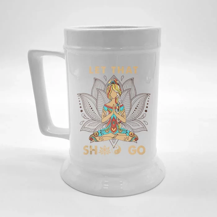 Vintage Let That Shit Go Yoga Meditation Spiritual Warrior Front & Back Beer Stein