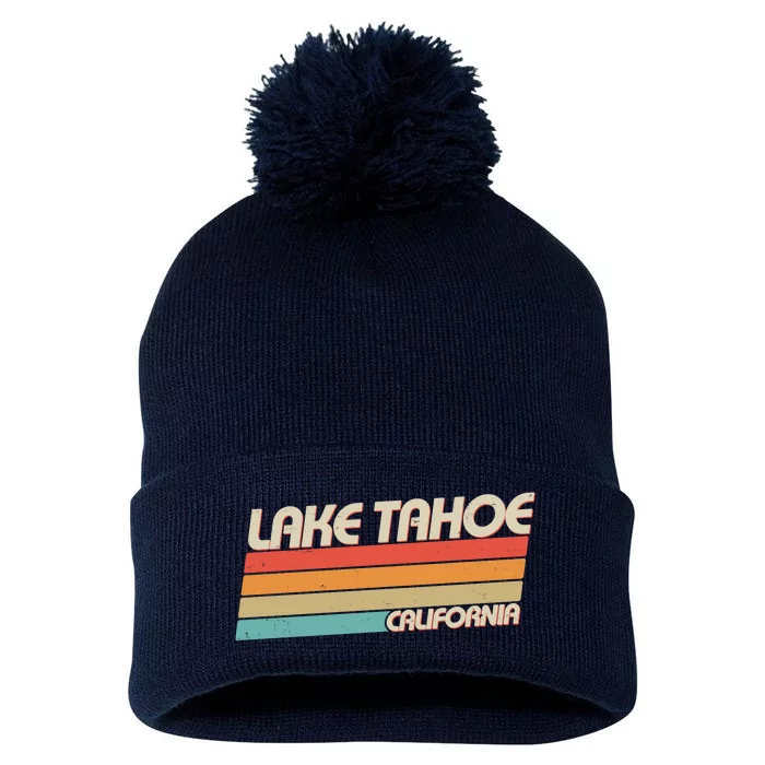 Vintage Lake Tahoe California Logo Pom Pom 12in Knit Beanie