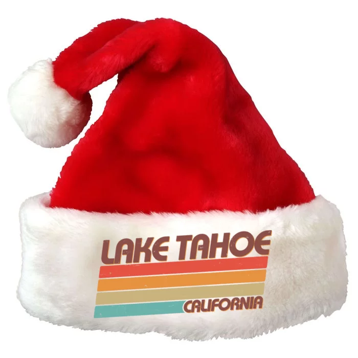 Vintage Lake Tahoe California Logo Premium Christmas Santa Hat