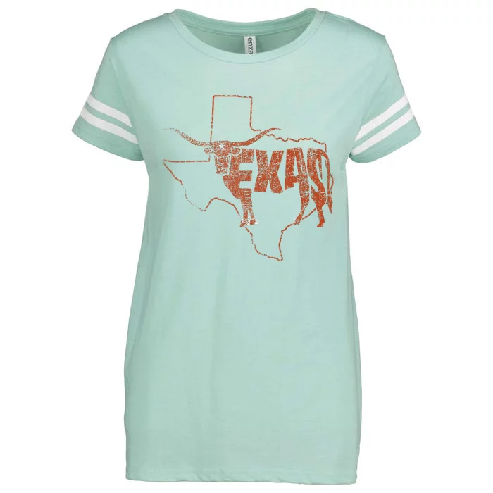 Vintage Longhorn Texas Trendy Austin Pride Retro Design Enza Ladies Jersey Football T-Shirt