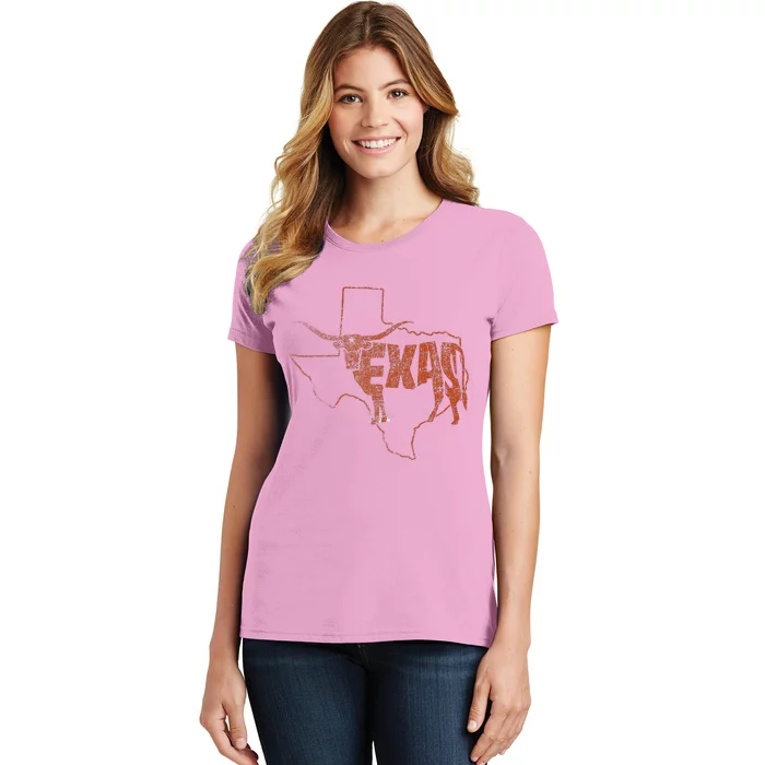 Vintage Longhorn Texas Trendy Austin Pride Retro Design Women's T-Shirt