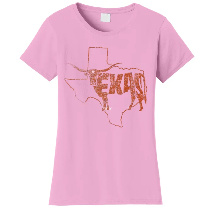 Vintage Longhorn Texas Trendy Austin Pride Retro Design Women's T-Shirt