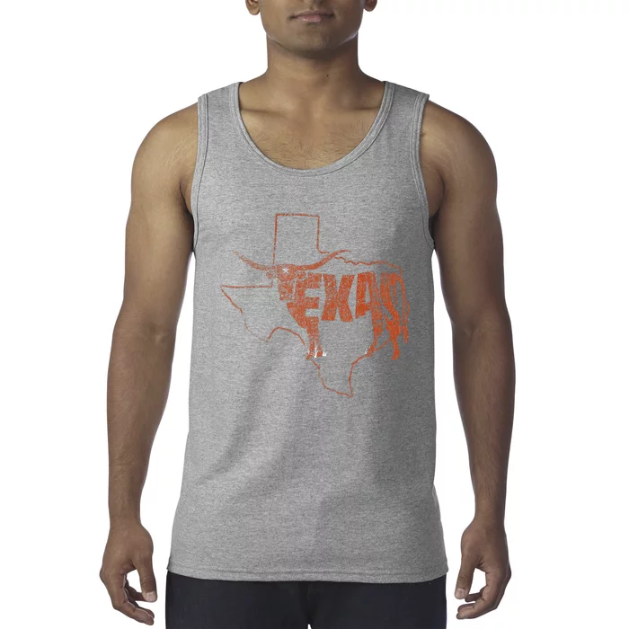 Vintage Longhorn Texas Trendy Austin Pride Retro Design Tank Top