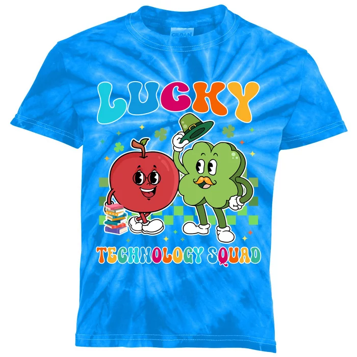 Vintage Lucky Technology Squad St Patricks Day School Gift Kids Tie-Dye T-Shirt