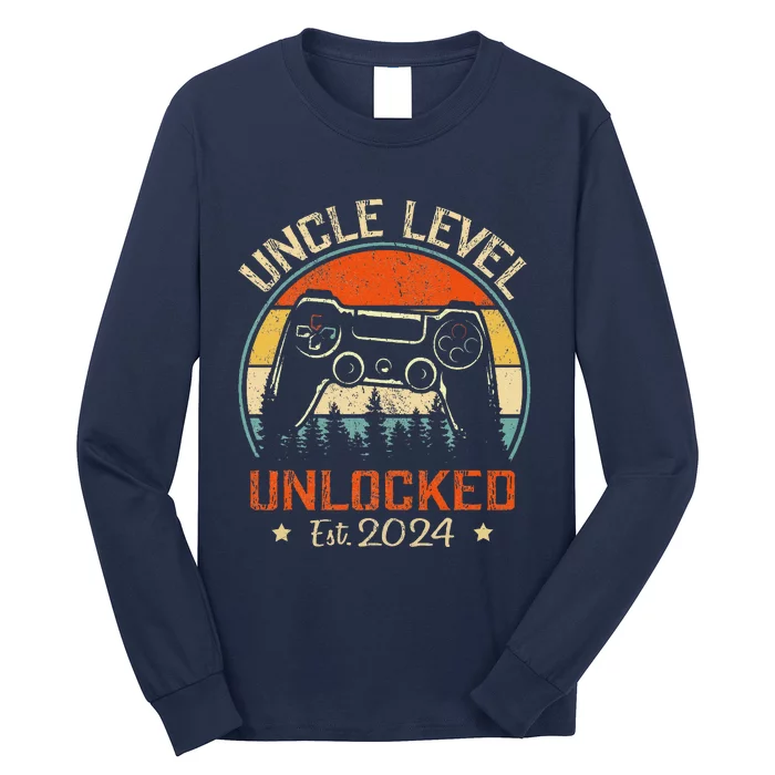 Vintage Leveled Up To Uncle  Uncle Level Unlocked Est. 2024 Long Sleeve Shirt